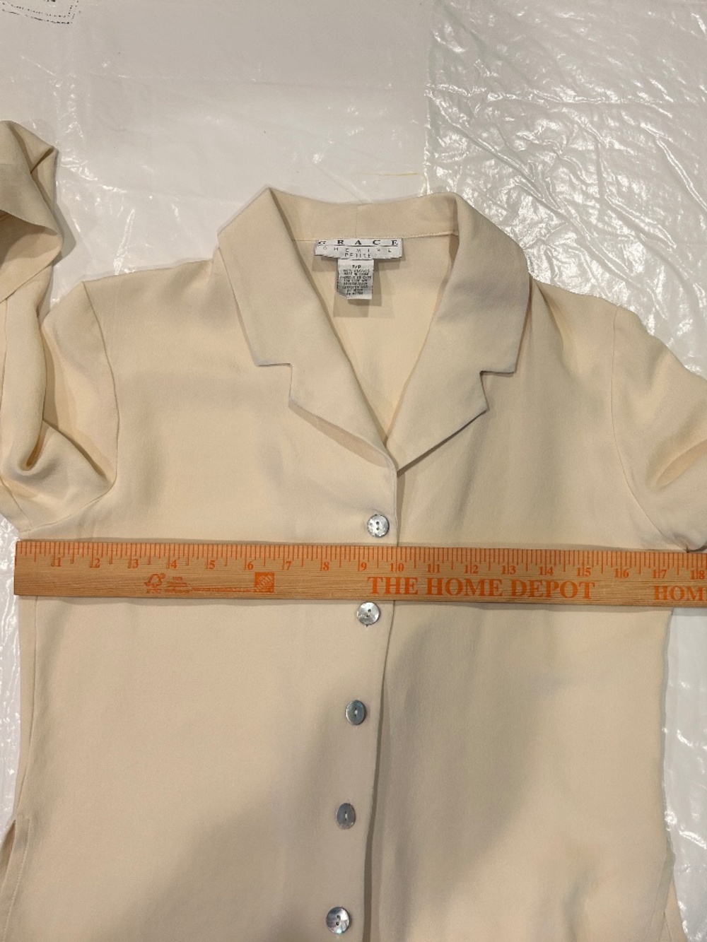 100% Silk Wrinkle Resistant Button-up Long Sleeve Soft White Ivory Shirt - Picture 10 of 15